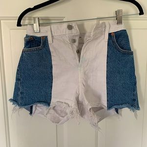 Levi’s Color Block Blue and White Jean Shorts